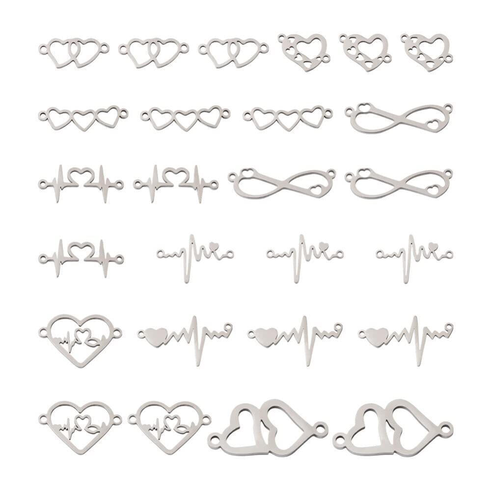 4477 36pcs 201 Stainless Steel Heart Links Connectors & Pendants for DIY